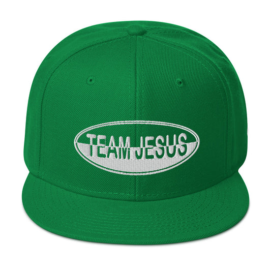 One Flesh Team Jesus Snapback Hat Green and White