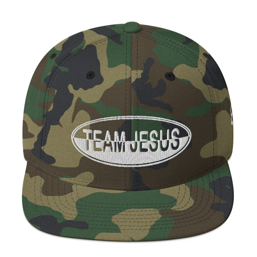 One Flesh Team Jesus Snapback Hat White