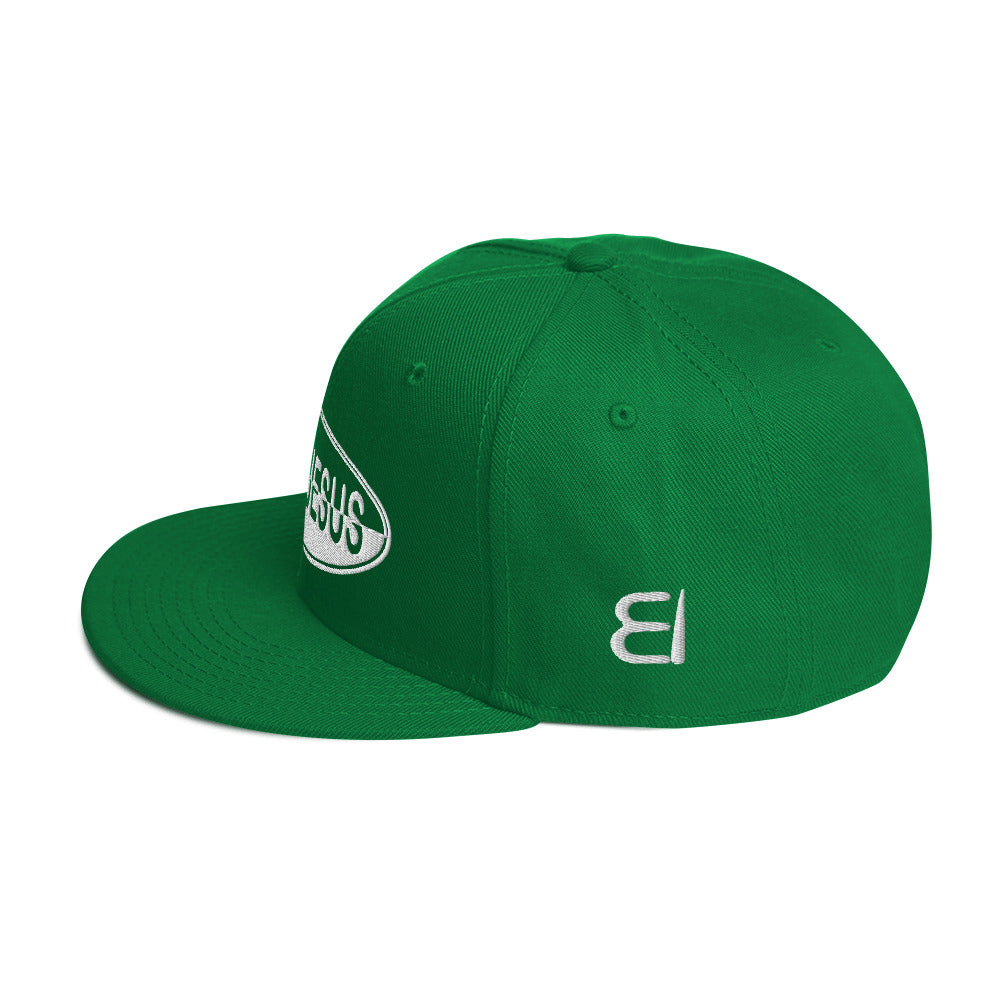 One Flesh Team Jesus Snapback Hat Green and White